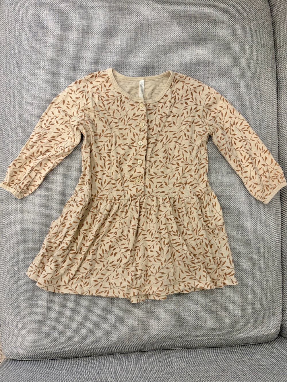 Rylee + Cru Vines Button Up Dress, Wheat, 2-3Y